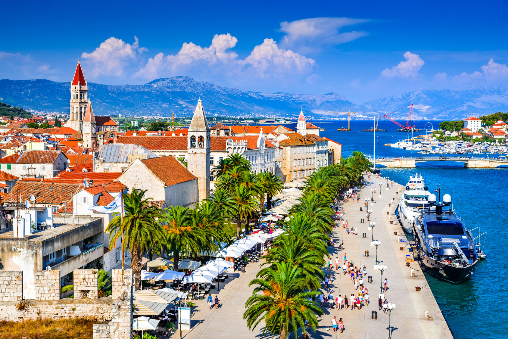 Trogir waterfront in Croatia during the Mediterranean sailing season